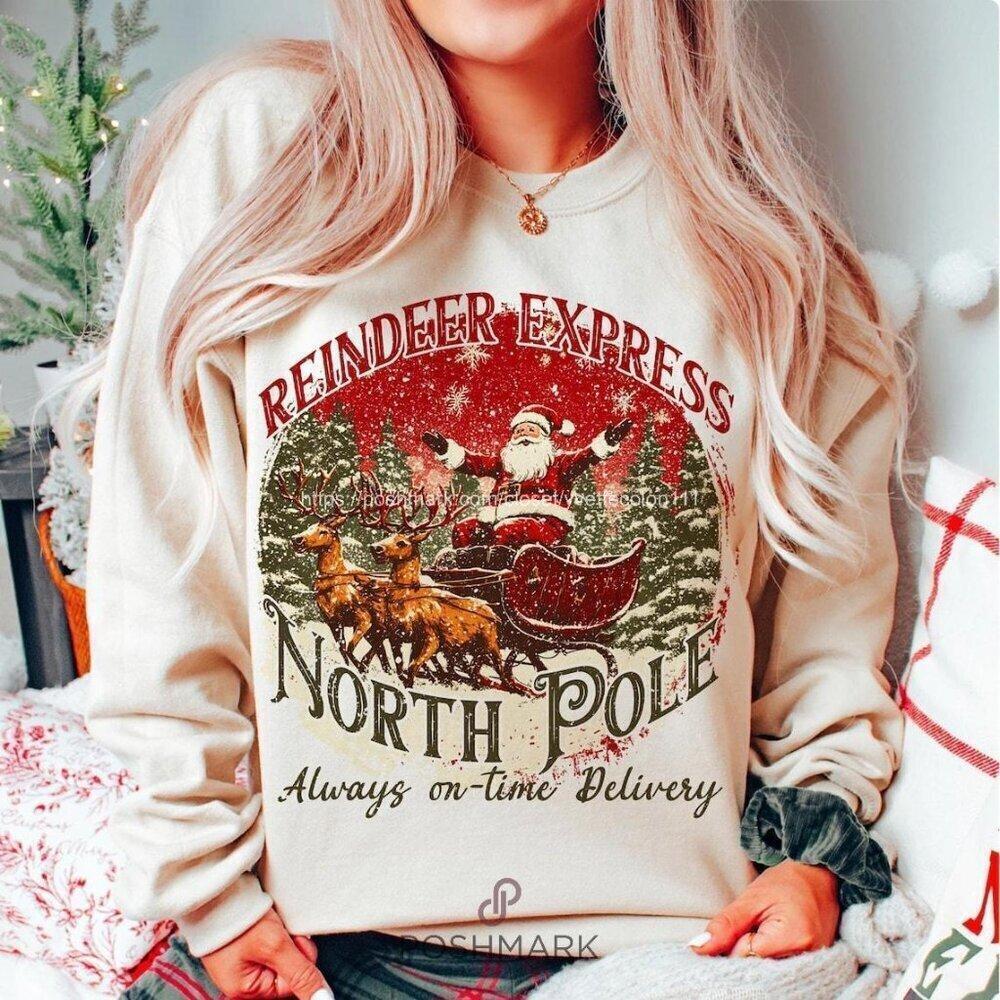 North Pole Santa Claus Christmas Holiday Graphic Sweatshirt